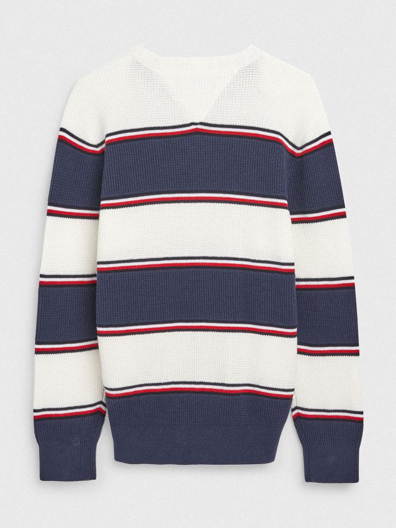 Fiú Tommy Hilfiger Rugby Stripe Pulóverek Kék | HU 2199KOR